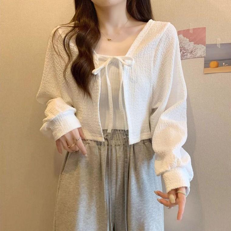 볼레로 크롭 시스루 스트링