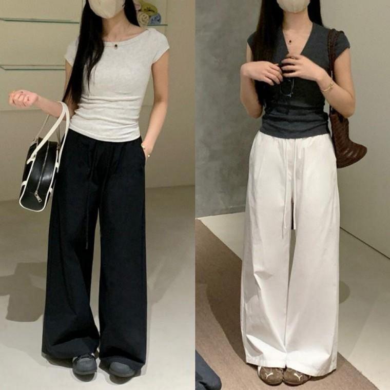 모던 와이드팬츠 스트릿 밴딩팬츠 와이드