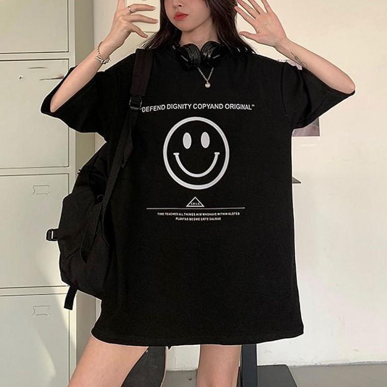 여성 데일리 여름 유행 반팔티 티셔츠 오버핏 프린팅
