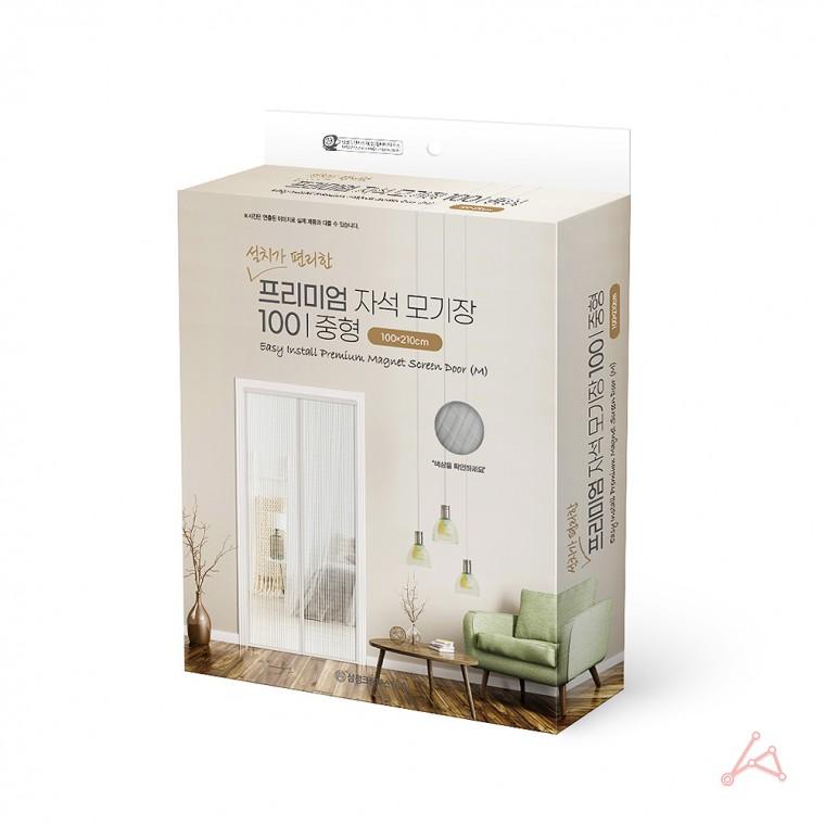 프리미엄 출입문용 자석 모기장 소 (화이트) 벌레망 해충망 찍찍이모기장 입구방충망 현관방충망설치