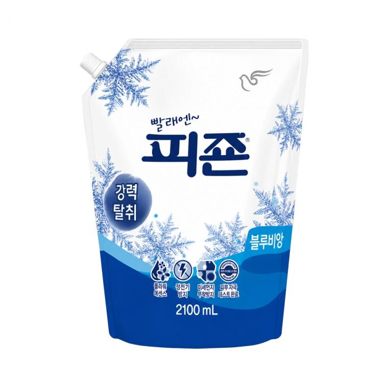 피죤 블루비앙카 리필 2100ml 대용량 의류 꽃향기 탈취 섬유유연제