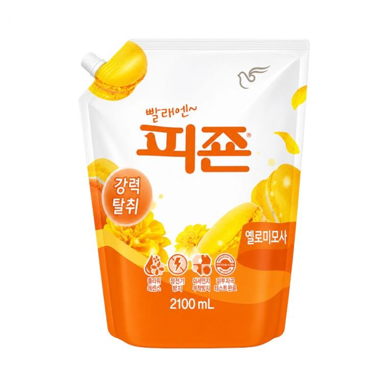 피죤 옐로미모사 리필 2100ml 대용량 의류 꽃향기 탈취 섬유유연제