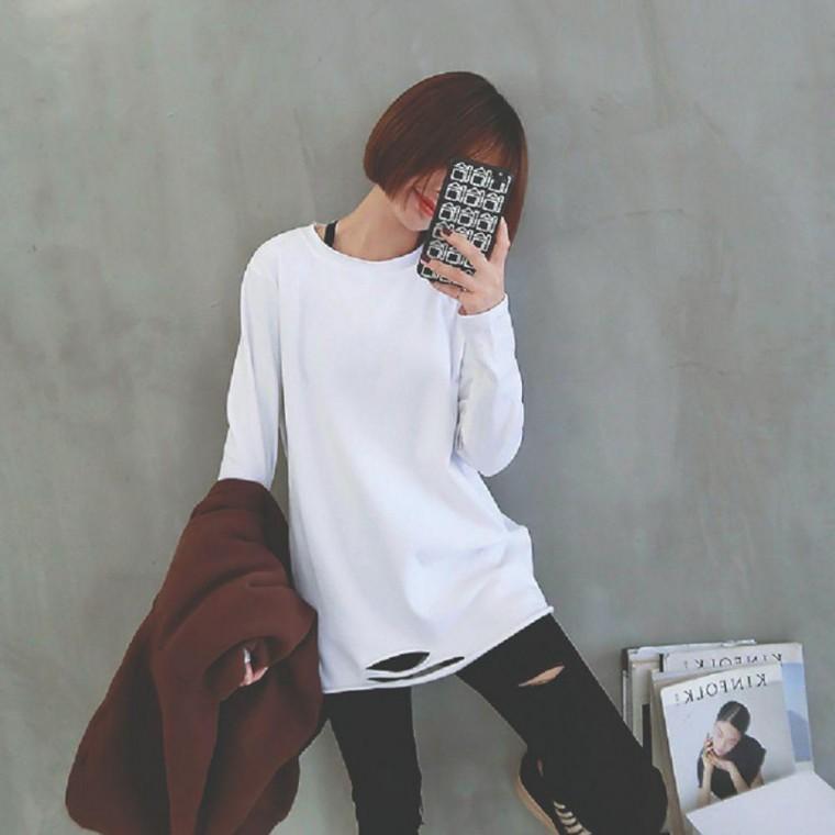데일리 1P 티셔츠 캐주얼 포인트 롱레이어드 이너티