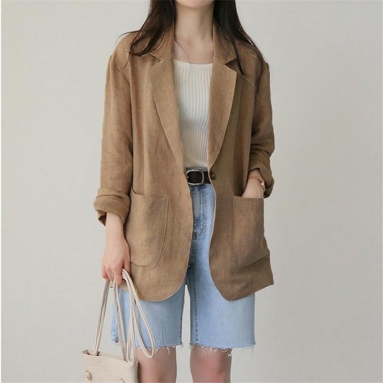 린넨자켓 롤업 캐주얼마이 마 가을 블레이져 LK-J001