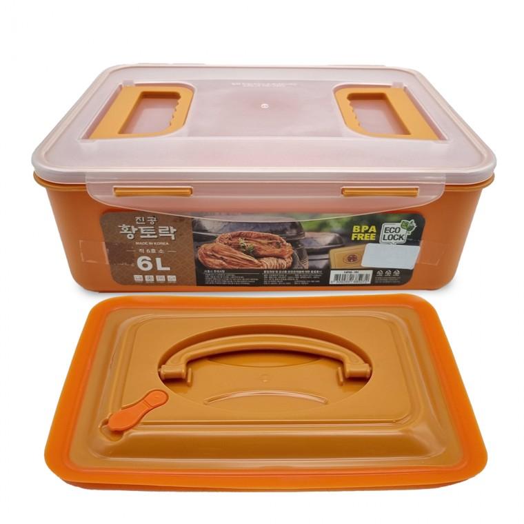황토락 김치통 6호 소 6L 누름판포함 절임 밀폐용기