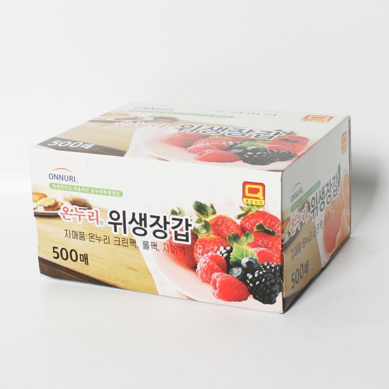 온누리 프리미엄 위생장갑 500매 튼튼한 위생장갑 일회용품 두꺼운 비닐장갑 요리장갑 주방장갑