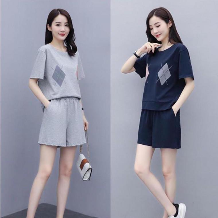 여성 2컬러 반팔 외출룩 여자 세트 코디 가벼운 투피스 의류 반팔 패션