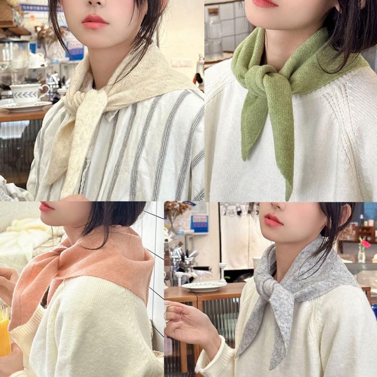 포근한 니트머플러 삼각스카프 니트두건 울머플러 헤어커치프