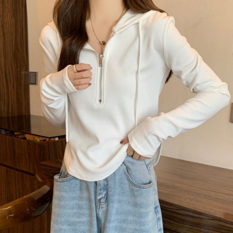 반집업 캐주얼 후드 긴팔티 여성 루즈핏 데일리 후드 티셔츠