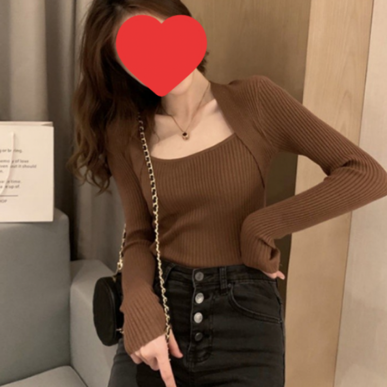 여성 페미닌 볼레로 스퀘어넥 니트 데일리 레이어드 아우터