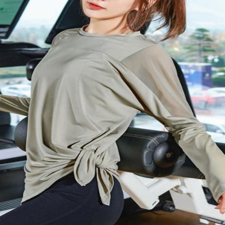박시 메쉬라인 운동복 요가티 운동복 티셔츠 요가복 여성티