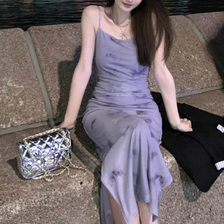 여름 퍼플 셔링 나시 원피스 롱 숏 2size 휴양지 바캉스 데일리 원피스