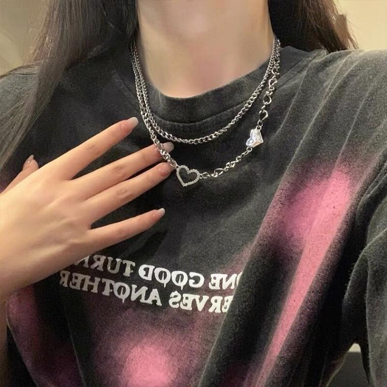 데일리 레이어 하트 목걸이