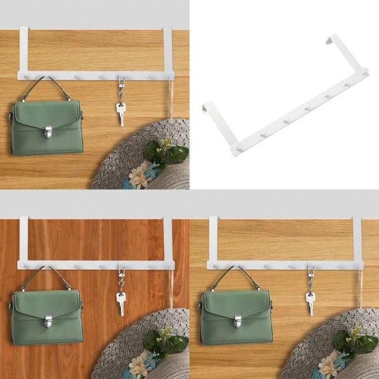 7구 도어 후크 52x18cm 화이트 문행거 걸이