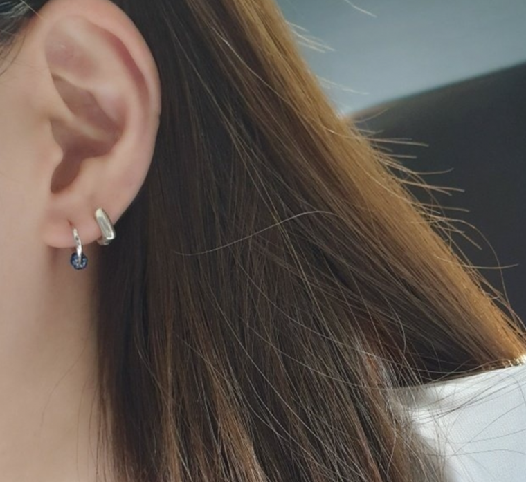 국내제작 큐빅 포인트 원터치 실버 이어링 데일리 은귀걸이 SILVER 925