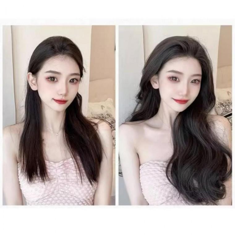 웨이브가발 간편한 V형 부분 원터치 피스 웨이브 원터치가발 가발 똑딱 원픽 내추럴 부분가발 헤어 연출 볼