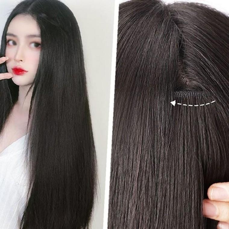 여자 원터치 생머리 부분가발 3피스 헤어 피스 긴머리 가발