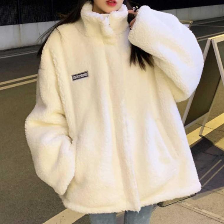 여성용 오버핏 후리스 여자 10 대 패션 뽀글이 점퍼 오버핏후 사이즈 귀여운 여친룩