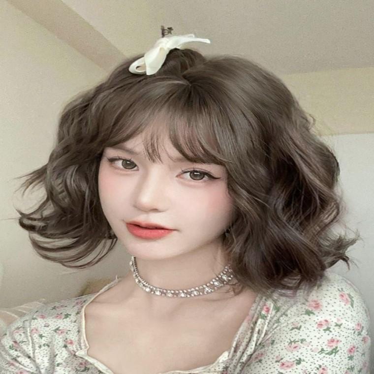 여성 고열사 단발머리 웨이브 통가발 전체가발 2컬러 자연스러운 웨이브 가발