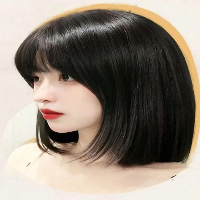 여성 고열사 인조모 흑갈색 단발머리 통가발 전체가발 자연스러운 가발 데일리