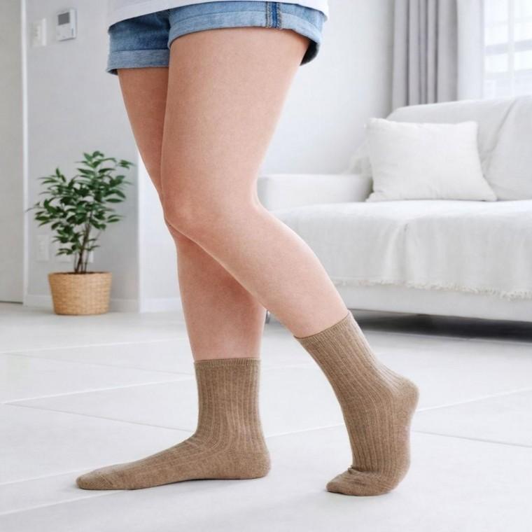 여성 연그레이 컴팩트 심플 무지 중목양말 패션양말 3켤레