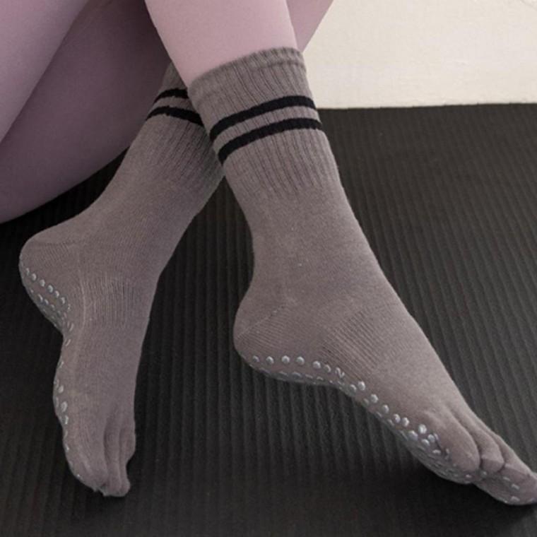 여자 더블 세련된 라인 발가락 요가 양말 1켤레 필라테스 미끄럼 방지 삭스