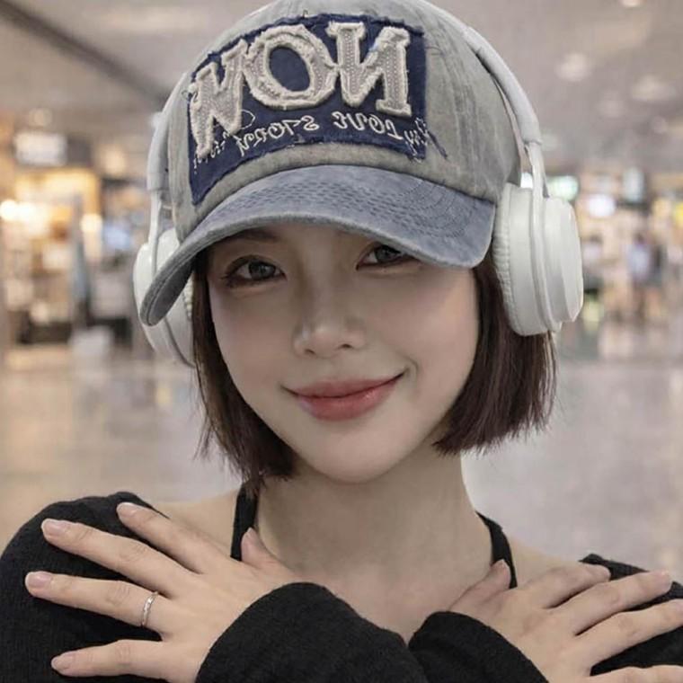 남자 여자 매력적 빈티지 스타일 원싱 자수 포인트 데님 소두 볼캡 모자