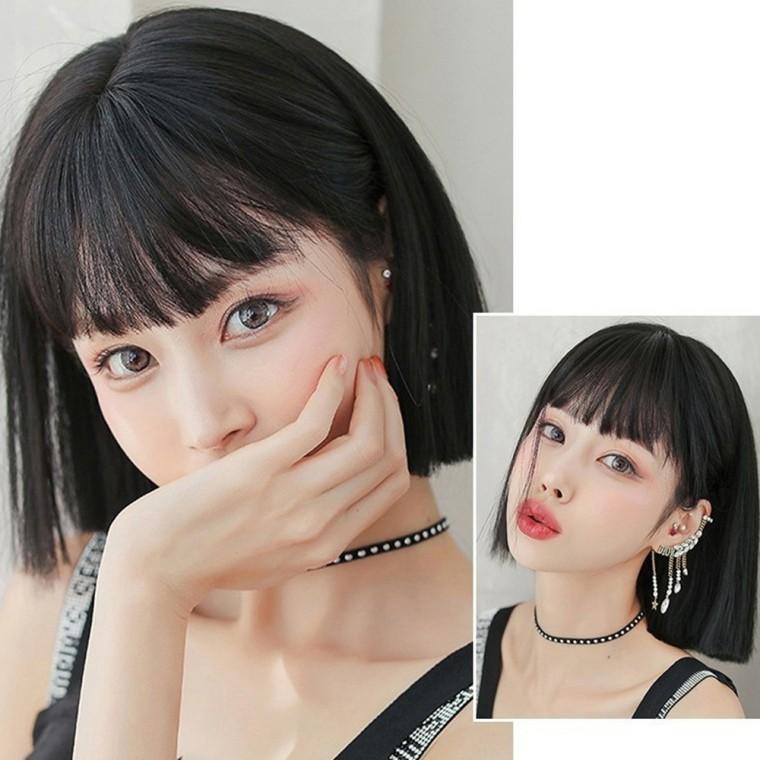칼단발 통가발 블랙 짧은가발 소개팅룩