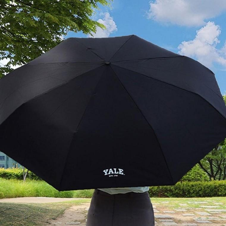 예일 세련된 블랙 대형 70 3단 접이식 완전 자동 우산