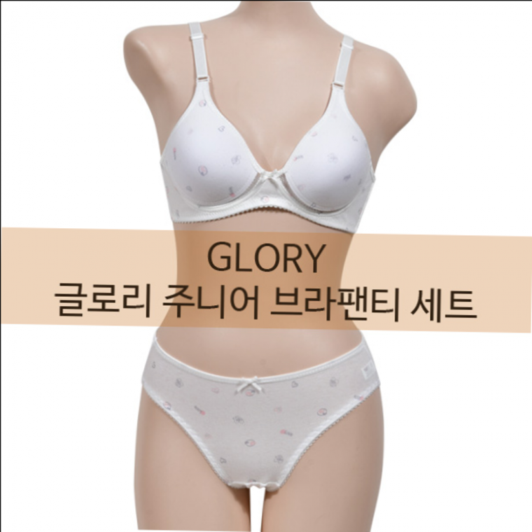 사랑스러운 러브스토리 러브패턴 주니어 3단계 A컵 브라팬티 세트 물결패턴 글로리