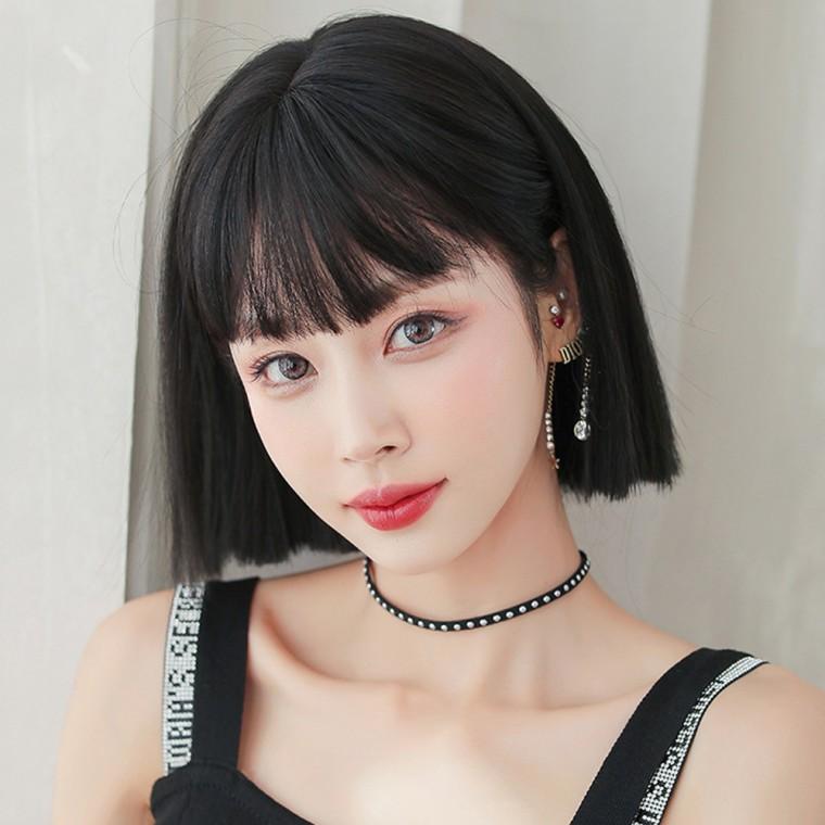 [언니네 가발] 시크 칼단발 통가발(내추럴블랙) 인조모가발 여자가발 여성가발 단발머리가발