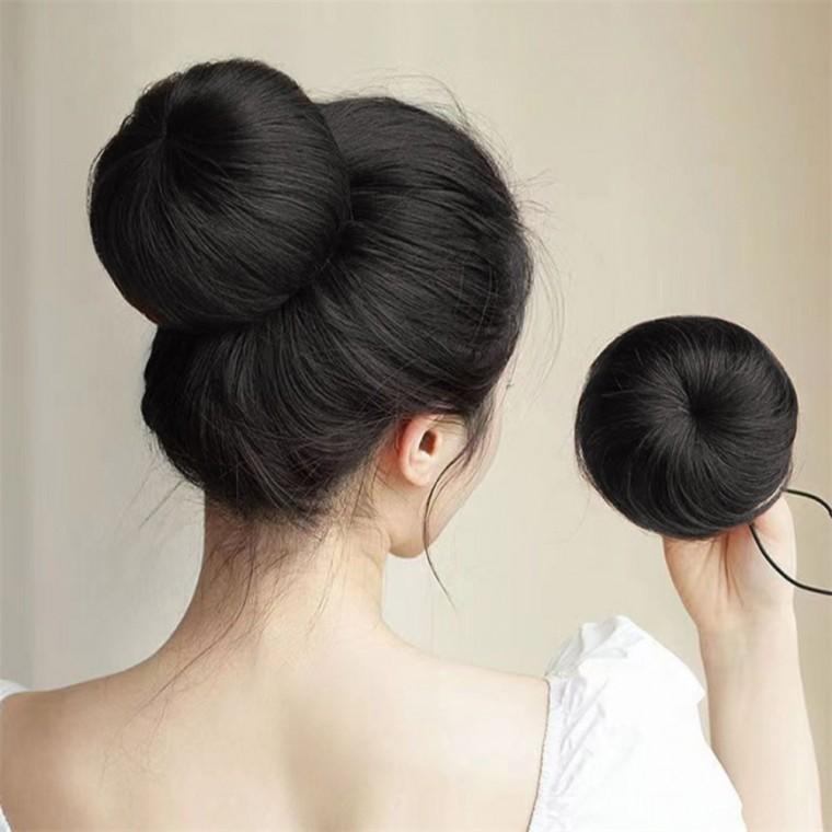 똥머리가발 헤어망 내추럴블랙 똥머리헤어밴드 부분가발 승무원똥머리가발