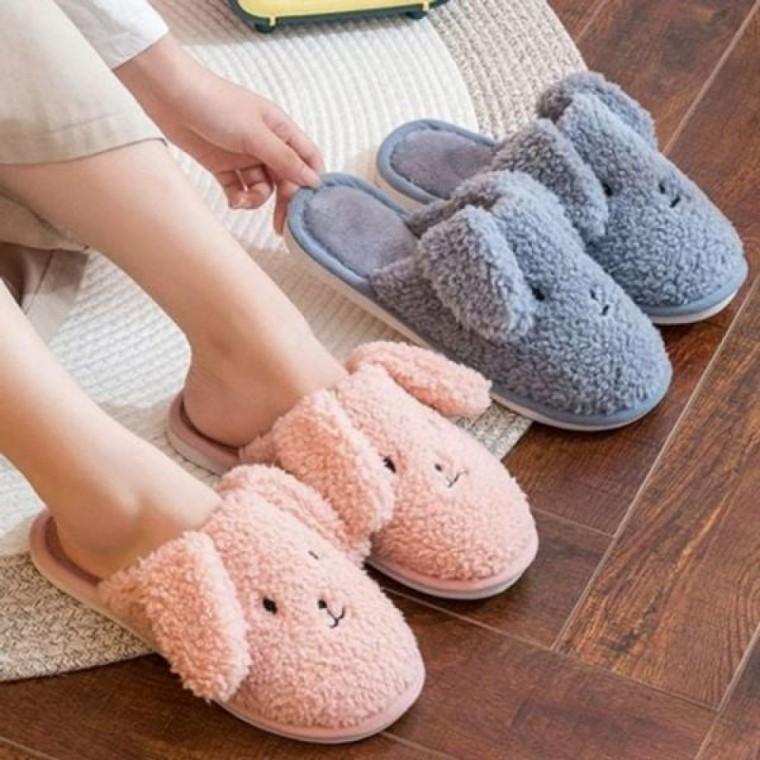 귀여운 겨울 실내화 복실복실 거실화 커플 강아지 따뜻한 털 슬리퍼