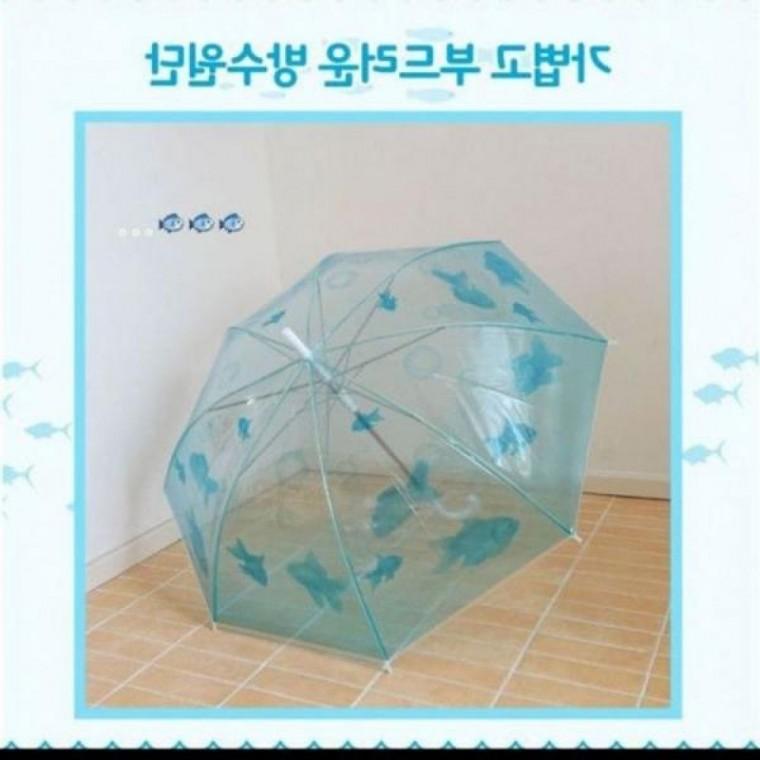 잡화 답례품 비닐우산 판촉물 우산 귀여운우산 물고기 투명 대형우산 우산 장우산 인사이드몰 자동 자동