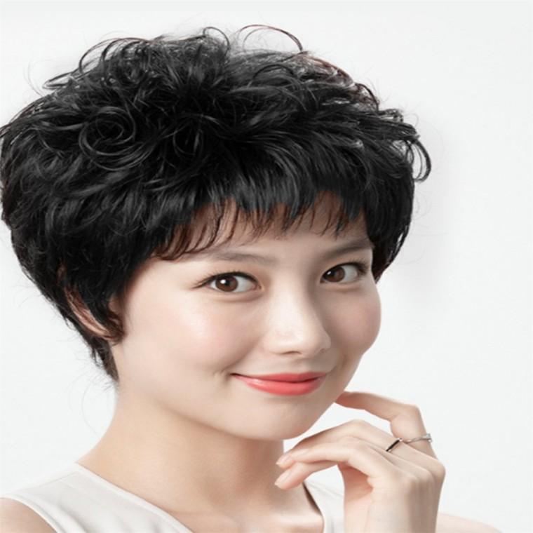 인모 탑커버 웨이브 정수리가발 블랙 붙이는가발
