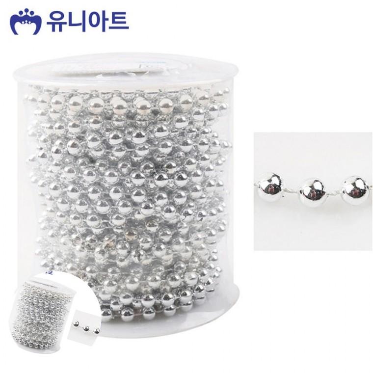 구슬줄 비즈목걸이만들기부자재 팔찌목걸이만들기줄 줄구슬볼체인 키링체인줄 롤체인줄 은색