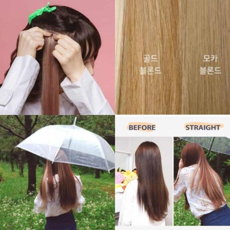 헤어피스 스트레이트 골드블론드 똑딱이피스 피스머리 피스가발 붙임머리가발 똑딱이붙임머리