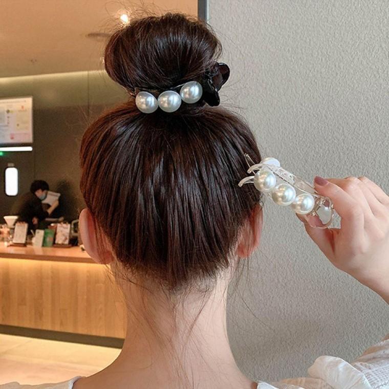 여자 예쁜 헤어 집게 삔 진주 포인트 머리 핀 2개 set 악세사리 미니집게핀 투명