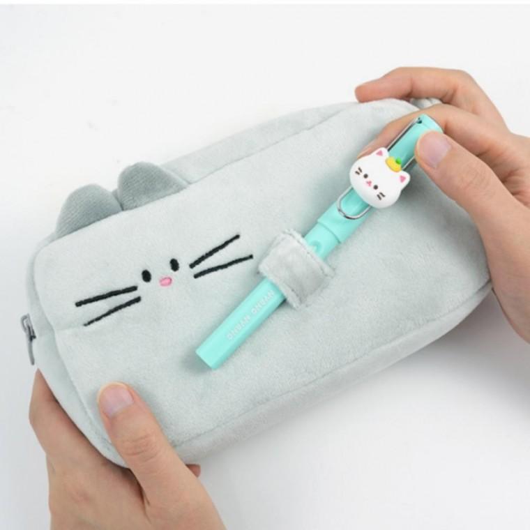 여행소품추천 파우치 필통 정리파우치 폭신폭신 냥이 케이스 (랜덤1개) 화장품