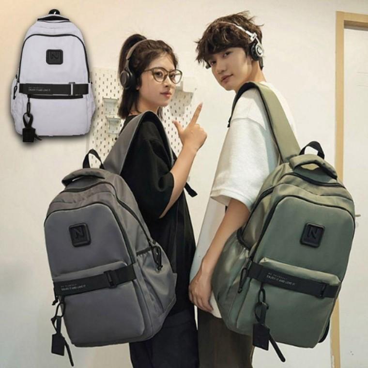 폭신한 남녀 지퍼 백팩 1P 커플 학생 가방 데일리