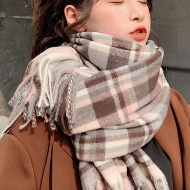남녀공용 체크 파스텔 머플러 목도리 빅사이즈 롱