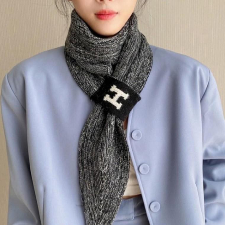 보카시 H포인트 니트 머플러 스카프 겨울 쁘띠 고리