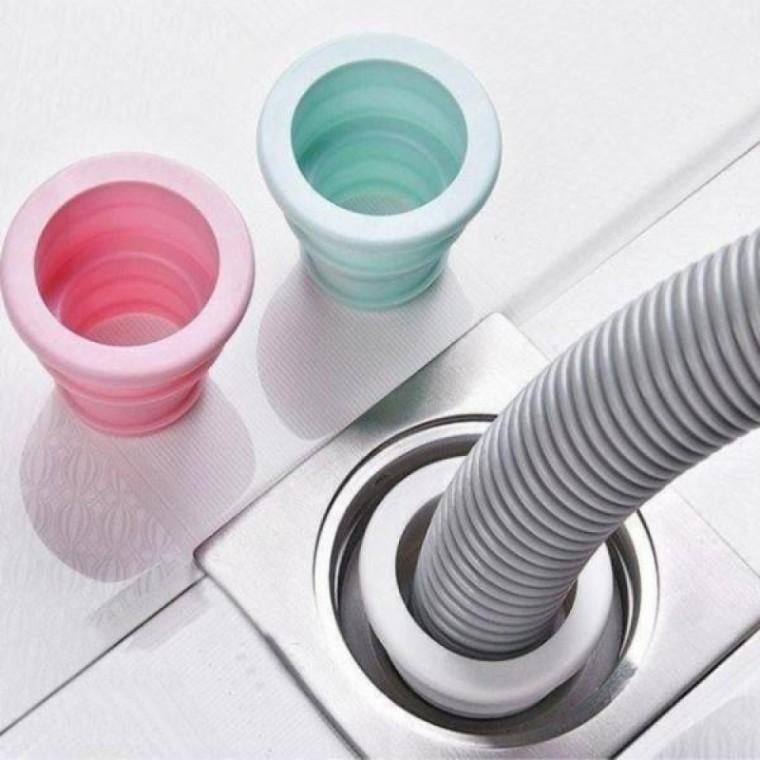 실리콘 세탁기 배수구 물빠짐 고정 마개 트랩