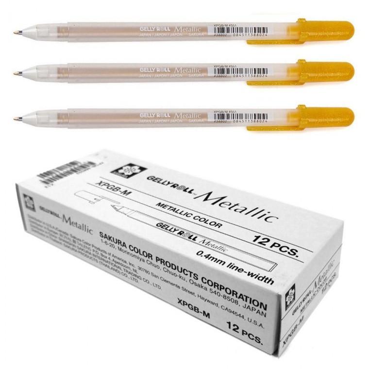 사쿠라 젤리롤펜 겔리롤펜 메탈릭 XPGBM 0.8mm (골드) (12개입) 1다스