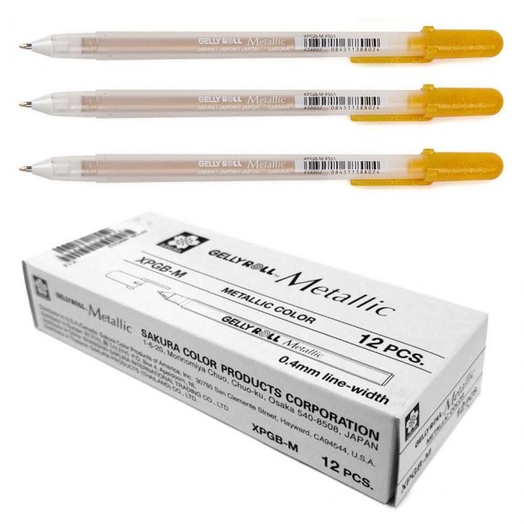 사쿠라 젤리롤펜 겔리롤펜 메탈릭 XPGBM 0.8mm (골드) (12개입) 1다스
