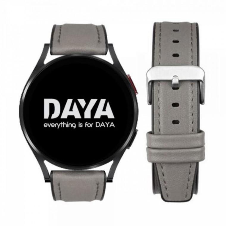 DAYA 갤럭시워치 5 4 3 스트랩 20mm 그레이 가죽실리콘 스트랩 밴드