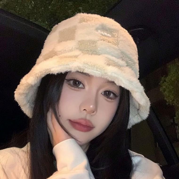 부드러운 원단 와플 느낌 스퀘어 퍼 여성 버킷햇