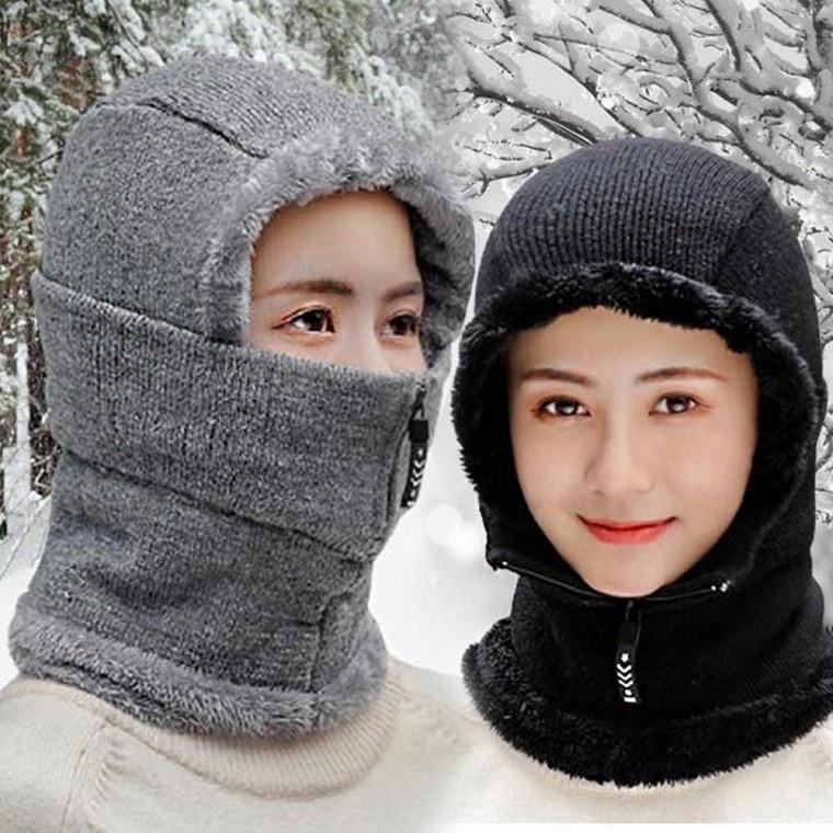따뜻한 여성 겨울 필수품 안감 퍼 지퍼 방한 모자 용품 목도리 귀마개 방한넥 워머