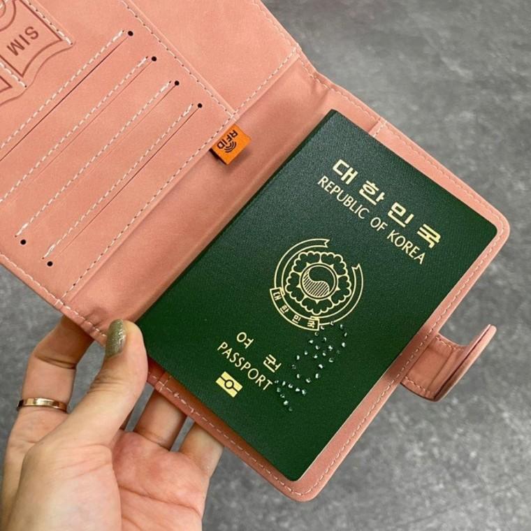 케이스 여권 자석형 RFID차단 지갑 핑크