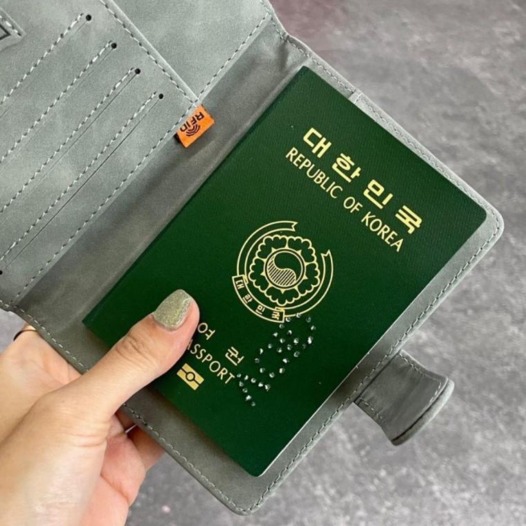 여권 자석형 지갑 RFID차단 그레이 케이스